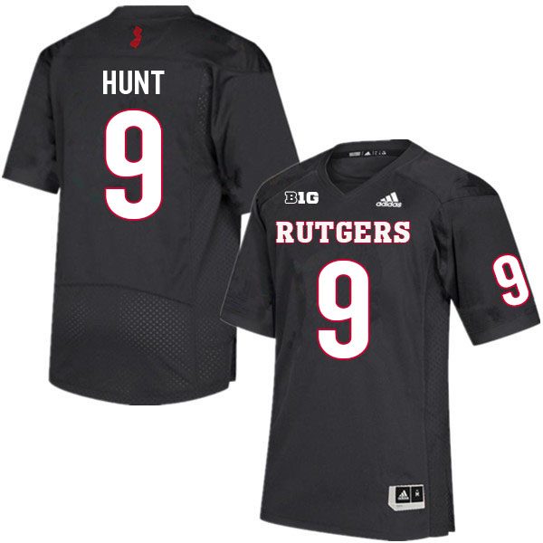 Men #9 Monterio Hunt Rutgers Scarlet Knights College Football Jerseys Sale-Black